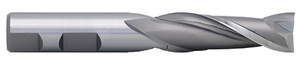 Precise 2 Flute H.S.S. High Helix Single Standard End Mill For Aluminum, 3/8" Size, 3/8" Shank Diameter, 3/4" Length of Cut, 2-1/2" OAL
