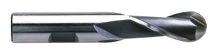 Precise 2 Flute H.S.S. Ball End Single End Mill, 7/16" Size, 1/2" Shank Diameter, 1" Flute Length, 3" OAL