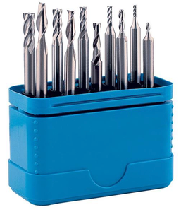 Precise 10 Piece M42 Cobalt 2 & 4 Flute Stub Length Miniature Double End Mill Set - 08-220-125