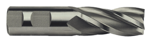 Precise 4 Flute 25mm Size H.S.S. Metric Non-Center Cutting Single End Mill, 1" Shank, Length of Cut 2"
