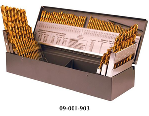 Rushmore USA 115 Piece TiN Coated 3 In 1 Jobbers Length Twist 118° Point Drill Set A3789-TIN - 09-001-903