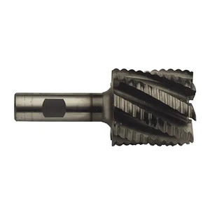 Precise TiCN Coated M42 8% Cobalt 8 Flute Coarse Round Tooth Roughing Single End Mill, 2" Size, 1-1/4" Shank Diameter, 2" Flute Length, 4-1/2" Overall Length