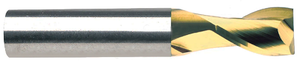 Rushmore USA 2 Flute Stub Length Solid Carbide TiN Coated Single End Mill, 5/32" Size, 3/16" Shank Diameter, 5/16" Flute Length, 2" Overall Length