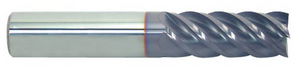Niagara ELITE Series 5 Flute 45° Helix AlTiN Coated Solid Carbide Single End Mill, 3/8" Size & Shank Diameter, 1-1/2" Length of Cut, 4" Overall Length
