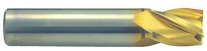 T&O 4 Flute SuperCEED® Solid Carbide TiN Coated Finishing Stub Length Single End Mill, 3/4" Size, 3/4" Shank Diameter, 1" Length of Cut, 3" Overall Length