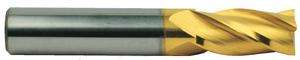 T&O 4 Flute SuperCEED® Solid Carbide TiN Coated Finishing Single End Mill, 3/16" Size, 3/16" Shank Diameter, 5/8" Length of Cut, 2" Overall Length