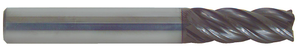 T&O 4 Flute SuperCEED® Solid Carbide X-FACTOR® Coated Variable Helix Single End Mill - Corner Radius, 1/4" Size & Shank Diameter, 1/2" Length of Cut, 2-1/2" OAL