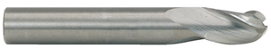 RobbJack 3 Flute Stub Length "Tuffy" Solid Carbide Ball Single End Mill, 1/8" Size, 1/8" Shank Diameter, 1/4" Length of Cut, 1-1/2" Overall Length - 20-203-004