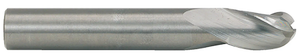 RobbJack 3 Flute Stub Length "Tuffy" Solid Carbide Ball Single End Mill, 3/16" Size, 3/16" Shank Diameter, 5/16" Length of Cut, 2" Overall Length - 20-203-006