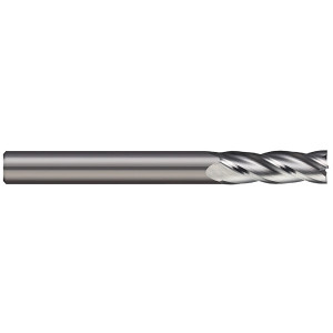Micro 100 4 Flute Micrograin Solid Carbide Single End Mill, 3/64" Size, 1/8" Shank Diameter, 7/64" Length of Cut, 1-1/2" Overall Length