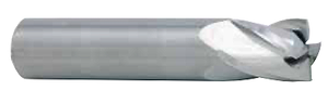 Micro 100 4 Flute Stub Length Carbide Finishing Single End Mill, 25/64" Size, 7/16" Shank Diameter, 5/8" Length of Cut, 2-1/2" Overall Length