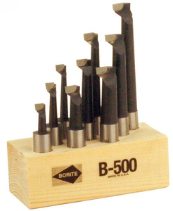 Borite 9 Piece C2 Carbide Tipped Boring Bar Set, 1/2" Shank Diameter - B500
