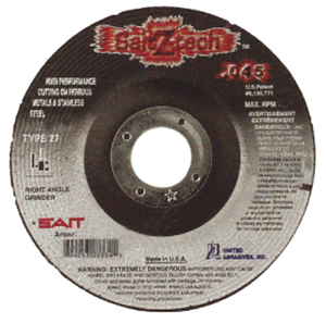 United Abrasives Depressed Center Grinding Wheel, 4-1/2" Dia., 7/8" Hole, Type 27 Grit Ztech