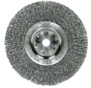 Weiler Narrow Face Width Wire Wheel Brush, 8" Diameter, Wire Size .006" - 01135