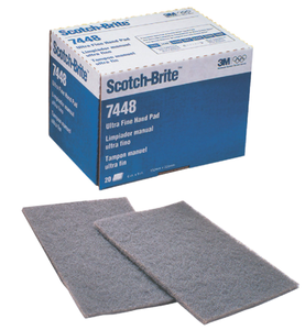 3M Scotch-Brite™ 60 Piece 6" x 9" Ultra Fine Hand Pads - Light Gray - 7448