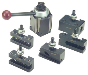 Phase II 6 Piece Wedge Quick Change Tool Post Set for 13"-18" Lathe Swing - 300 WST