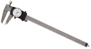 Mitutoyo 0 - 12" Range, White Face Dial Caliper, Jaw Depth 2-1/2" - 505-749