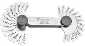Starrett Screw Pitch Gage, 28 Leaf, .25 - 2.5mm Pitches, 60º Degree