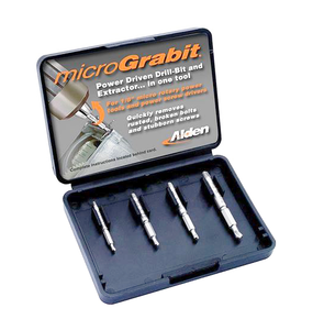 Alden 4 Piece MicroGrabit Broken Bolt Extractor Set, Removes Sizes #5 to 1/4" (3mm to 6mm) - 4507P - 61-008-918