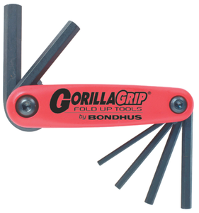 Bondhus Gorilla Grip™ Fold Up Hex & Torx® Key 7 Piece Metric Set, 4-23/64" Handle - 12587