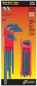 Bondhus 16 Piece Metric Balldriver L-Wrench & Gorilla Grip Hex Key Set 14187