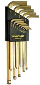 Bondhus 13 Piece 14K GoldGuard™ Gold Plate Balldriver L-Wrench Set 37937