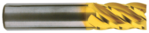T&O 5 Flute SuperCEED® Solid Carbide TiN Coated 45° Helix Stub Single End Mill, 3/8" Size & Shank Diameter, 1/2" Length of Cut, 2" Overall Length