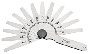 Starrett Metric Thickness Gage 173MAT, 13 Tapered Leaves, 0.03 to 0.5mm Range - 11-467-8