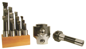 Precise R8 Straight Shank 1-1/2"-18 Thread 3" Boring Head Combo Set w/Boring Bars - BHS-203-R8