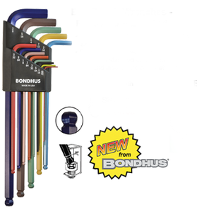 Bondhus Ball End L-Wrenches ColorGuard Finish, 9 Pieces, 1.5mm - 10mm - 69699