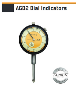 Asimeto Dial Indicator AGD2, 0.50" Range, 0.0005" Graduation, 0-25-0 Reading - 7402125