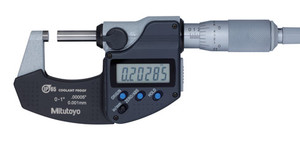 Mitutoyo Coolant Proof Micrometer, Range 0-1" w/ Ratchet Stop & SPC Output - 293-330