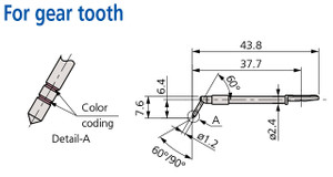 Mitutoyo Gear Tooth Stylus, Tip Angle 90°, Tip Radius (5µm) - 12AAB410