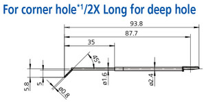 Mitutoyo Corner Hole Stylus 2X Long for Deep Hole, Tip Angle 60°, Tip Radius (2µm) - 12AAM601