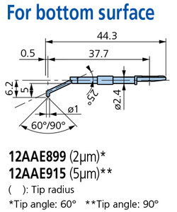 Mitutoyo Bottom Surface Stylus, Tip Angle 60°, Tip Radius (2µm) - 12AAE899