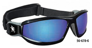 Crews Reaper Safety Goggles, Blue Mirror Lens, Scratch Resistant - 56-678-6