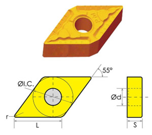 Precise DNMG-432-PM 55º Diamond Negative Rake Carbide Insert (Pack of 10) - 6000-9432