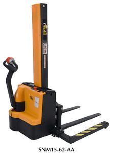 Vestil Narrow Mast Stackers w/Powered Drive & Lift Adjustable Forks