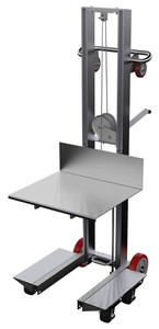 Vestil Lite Load Lift, Aluminum, 24" x 20" Platform, 6-1/8" to 60" Service Range, Winch Operation - ALLW-2420-4SFL