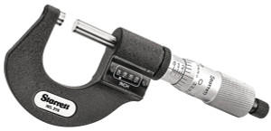 Starrett Mechanical Digit Micrometer T216XRL-1, 0-1", Ratchet Thimble, Carbide Measuring Faces - 10-548-6