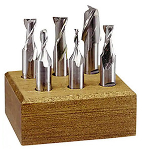 Interstate Single End Mill Set, HSS Uncoated, 6 pcs, Centercutting, 1/8 - 1/2", 2 Flutes - 71-523-5