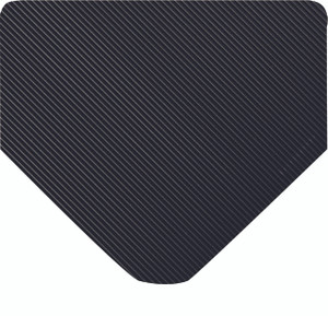 Wearwell Heavy Duty Corrugated Runner Black, 1/4in x 2ft x 22ft - 305.14X2X22BK