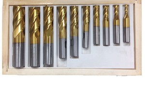 Precise 10 Piece 4 Flute Titanium Coated End Mill Set - 5800-0010 Precise 10 Piece 4 Flute Titanium Coated End Mill Set - 5800-0010