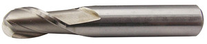 Precise 2 Flute HSS Single End Ball End Mill, 1/4” Dia. x 3/8" Shank - 5841-0250