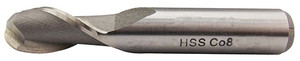 Precise 2 Flute M42 Cobalt Single End Ball End Mill, 1/8" Dia. x 3/8" Shank - 5842-0125
