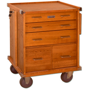 Gerstner International Oak 5-Drawer Roller Cabinet w/ Full Extension Drawer Slides and Collapsible Side Work Shelf - GI-R24 Gerstner International Oak 5-Drawer Roller Cabinet w/ Full Extension Drawer Slides and Collapsible Side Work Shelf - GI-R24