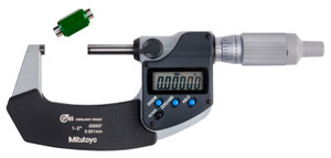 Mitutoyo MDC Digital Micrometer IP65, 1-2"/25.4-50.8mm, 0.00005" Resolution, Ratchet Thimble w/ Standard - 293-345-30