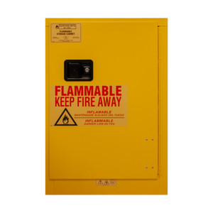Durham FM Approved 24 Aerosol Cans, Manual Closing, Yellow Flammable Safety Cabinet - 1012MA-50