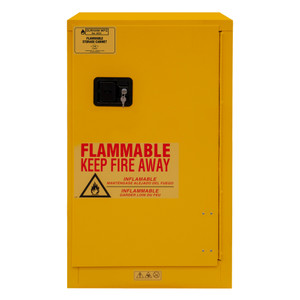 Durham FM Approved 16 Gallon, Manual Closing, Yellow Flammable Safety Cabinet - 1016M-50