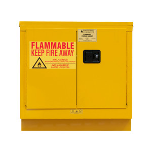 Durham FM Approved 22 Gallon, Manual Closing, Yellow Flammable Safety Cabinet - 1022UCM-50